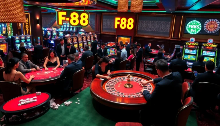 Experience the thrill of winning at F88 Bet's vibrant casino tables while enjoying high-stakes poker.