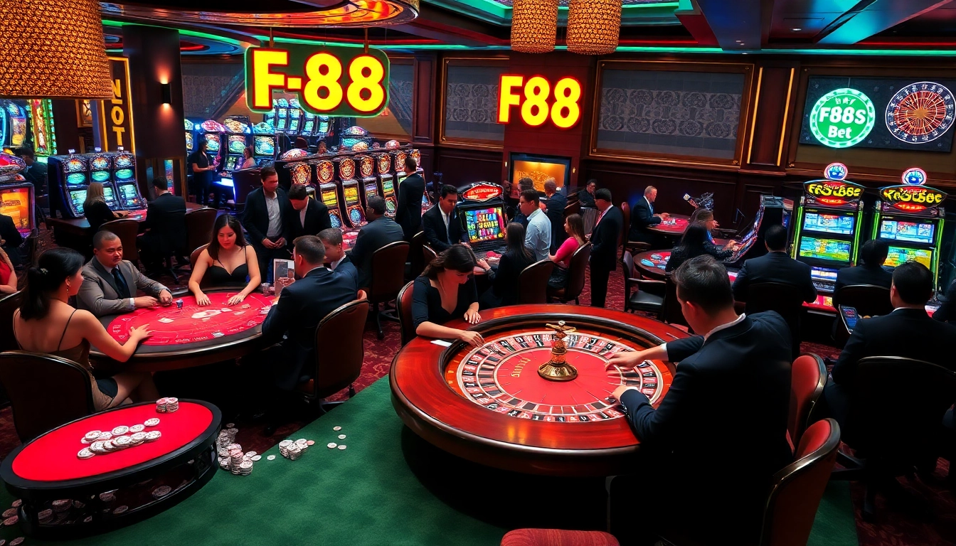 Experience the thrill of winning at F88 Bet's vibrant casino tables while enjoying high-stakes poker.